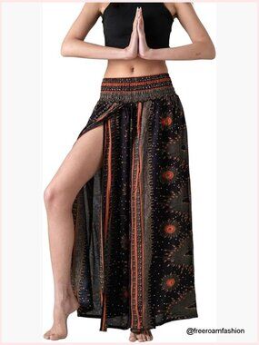 Boho Palazzo Pants for Women Wide Leg Harem Yoga Trousers